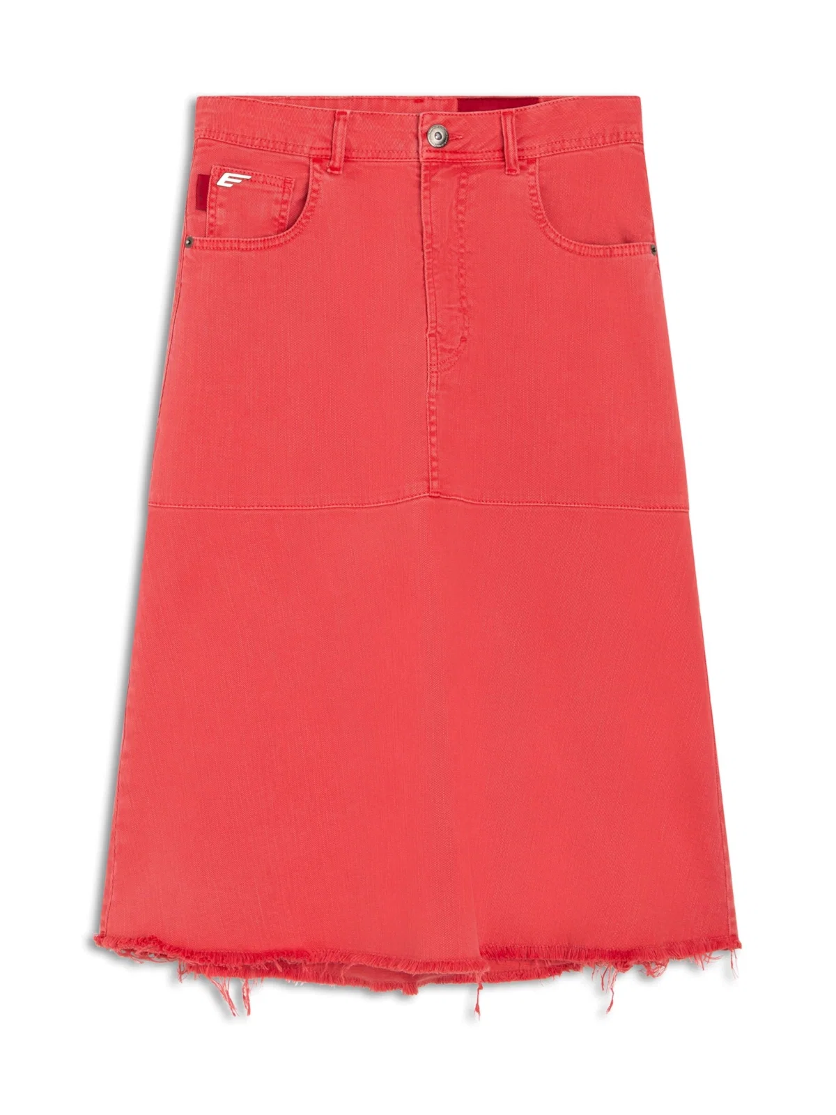 Denim Color Stretch Midi Evase Et Cour Cereja — imagem 1