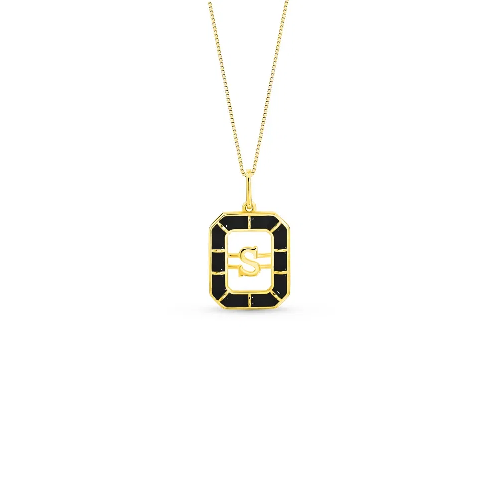 Pingente Alfabeto Letra S em Ouro Amarelo 18k com Esmalte, 14mm — imagem 1