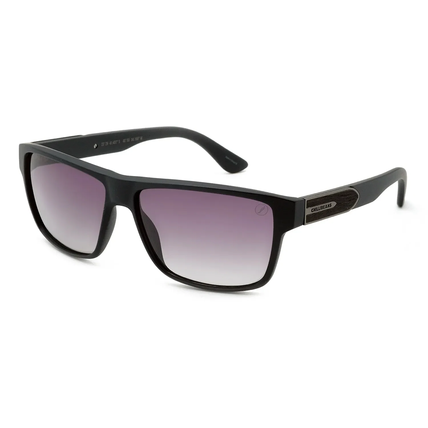 Óculos de Sol Masculino Bambu e Madeira Quadrado Polarizado Degradê Preto