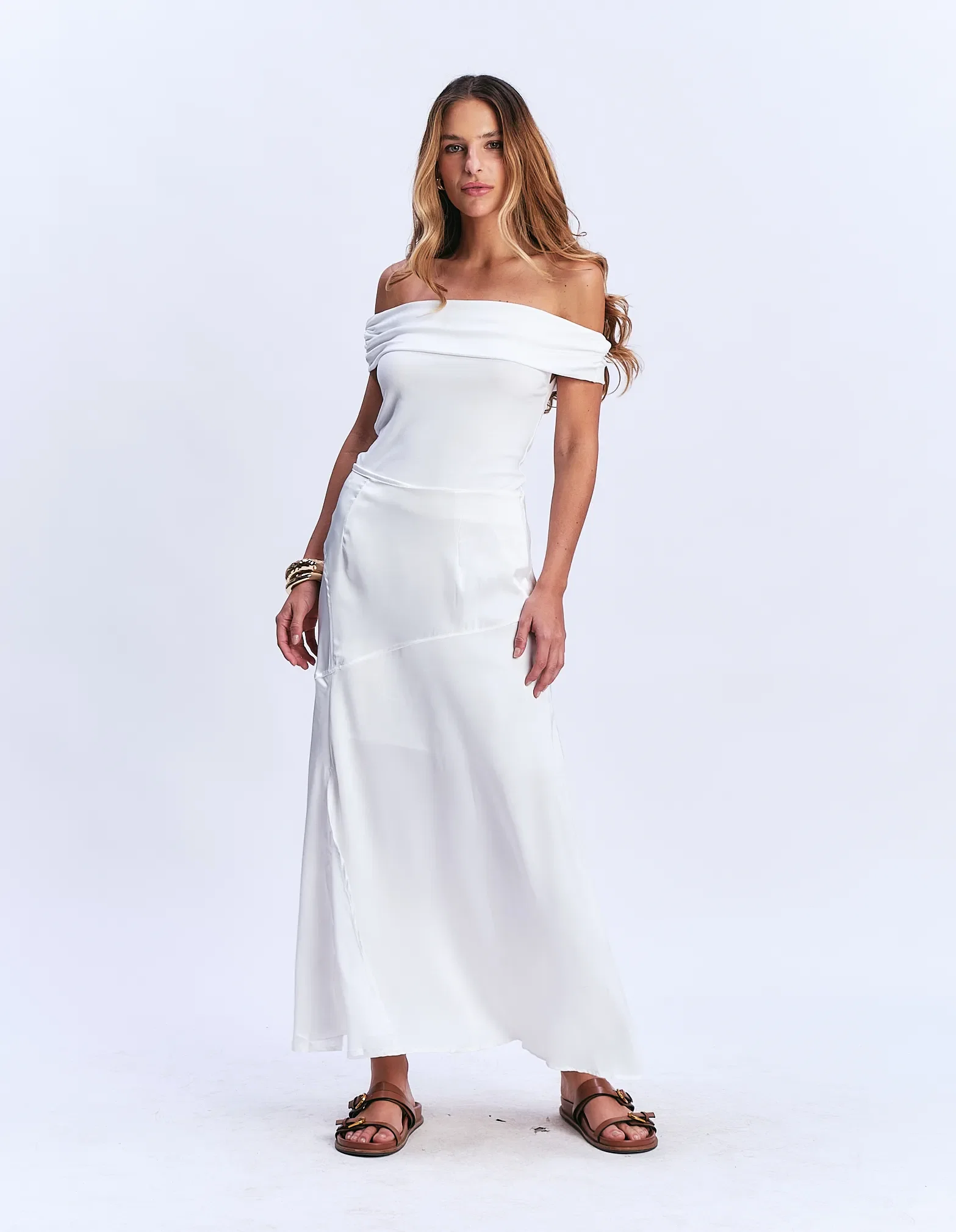 Saia Midi Recortes - Branco