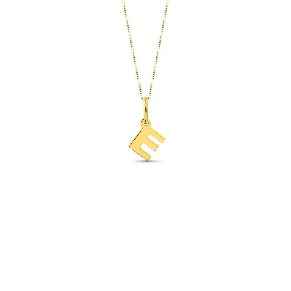 Pingente Letra E em Ouro Amarelo 18k, 12mm