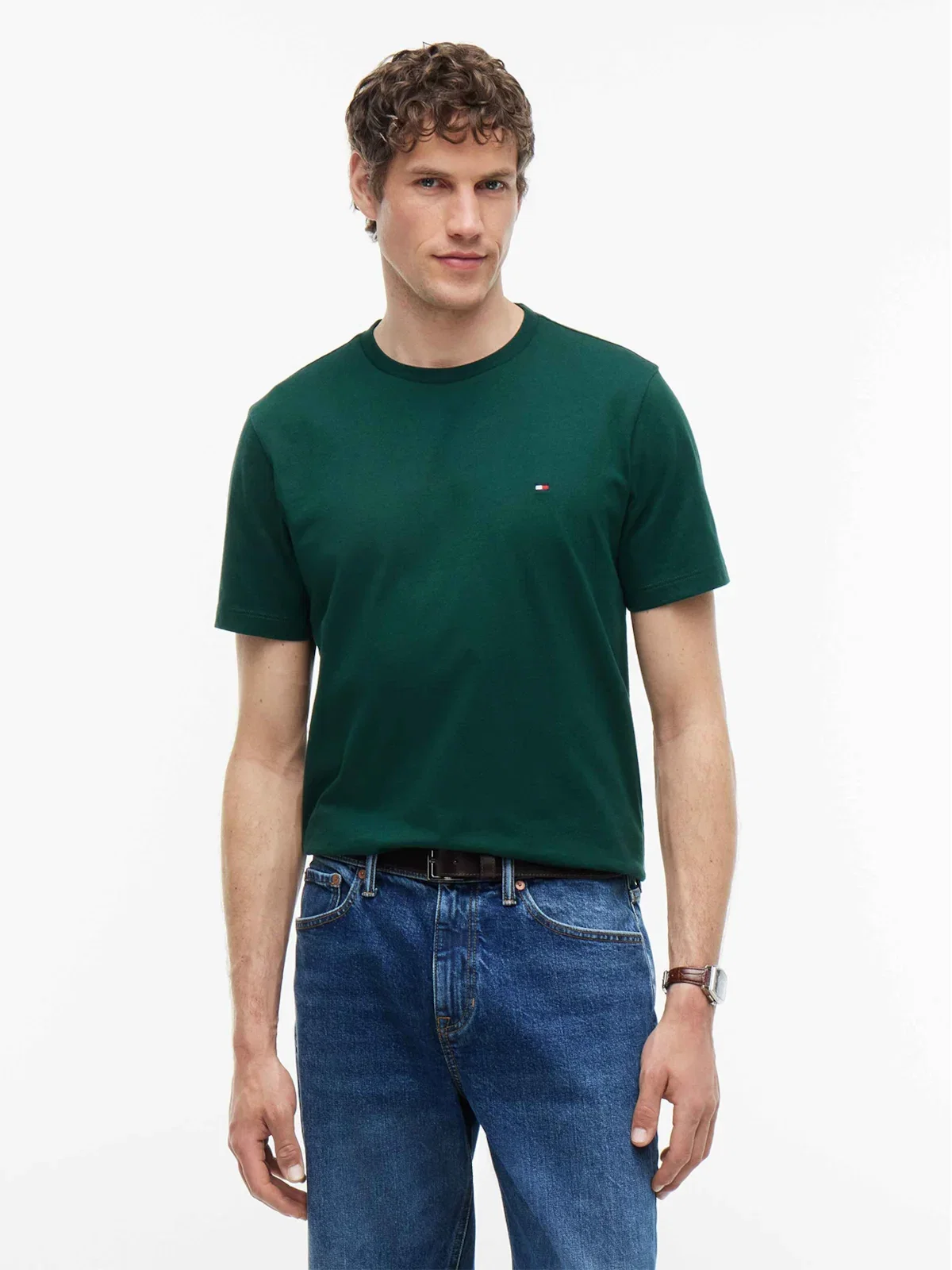 Camiseta de Gola C com Bordado de Bandeira — imagem 1