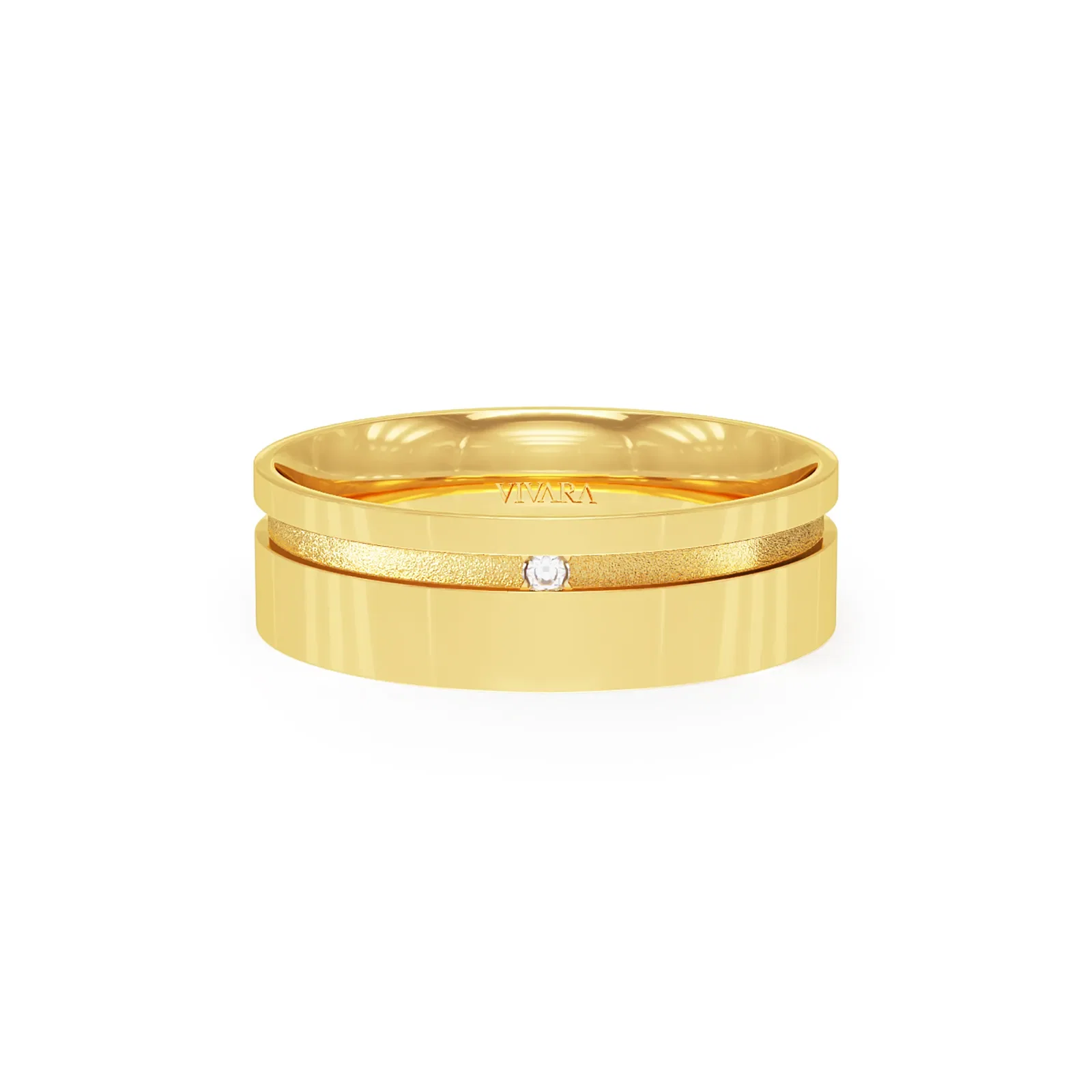 Aliança Valentines em Ouro Amarelo 18k com Diamante 0,017ct, 6mm