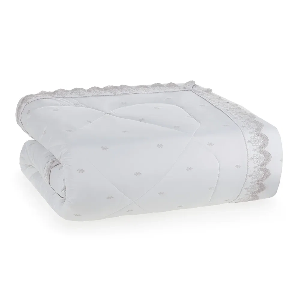 Edredom Queen 300 Fios Ricami Branco / Rose — imagem 1