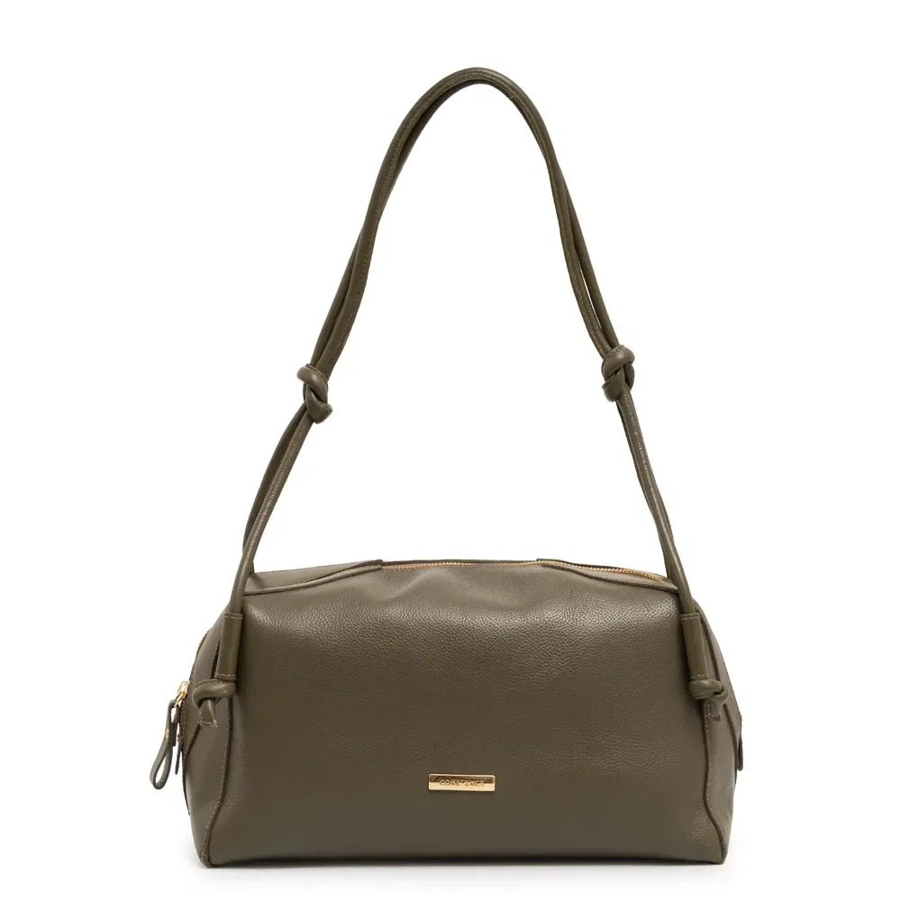 Bolsa de Ombro Couro Nó Verde