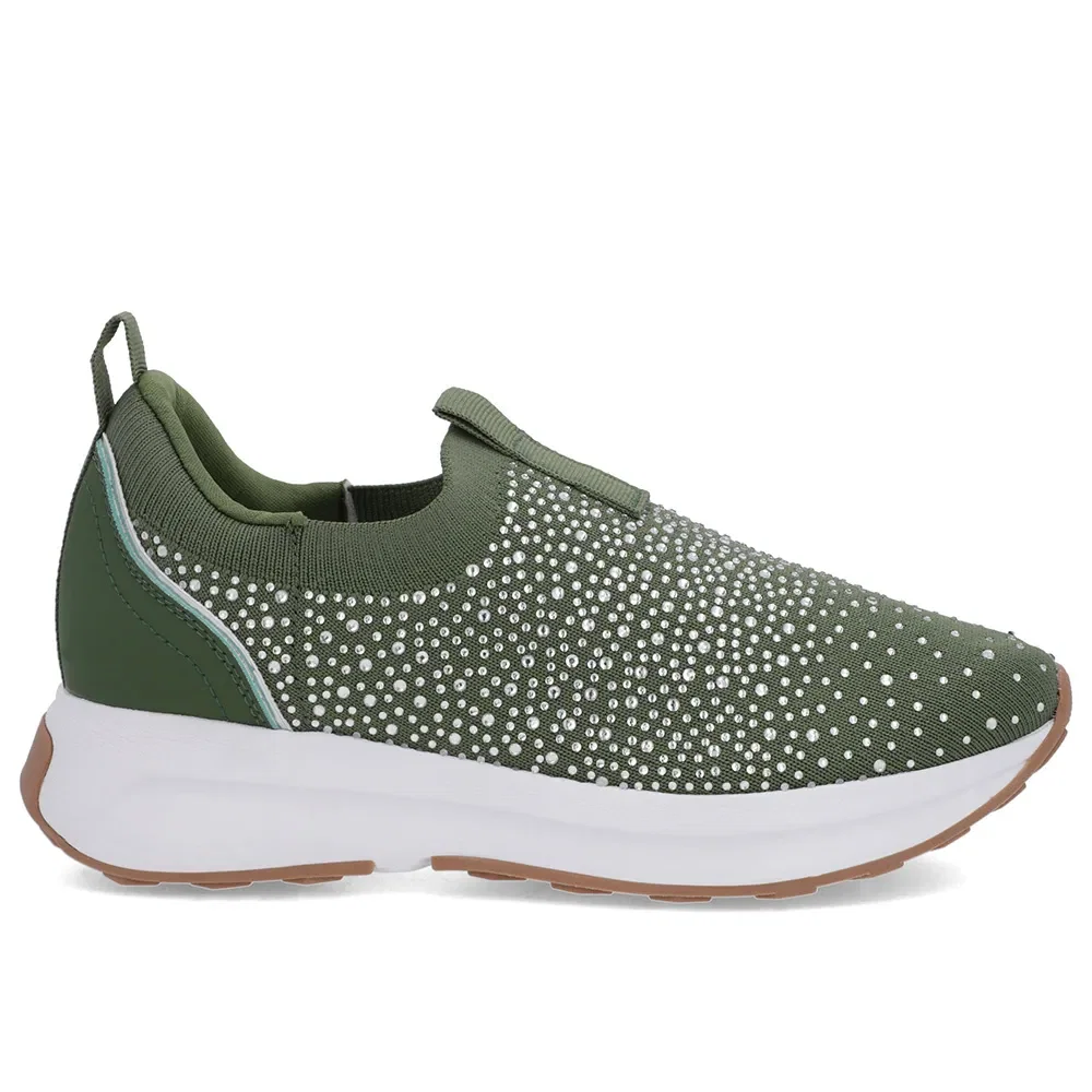 Tênis Verde Tricot Strass