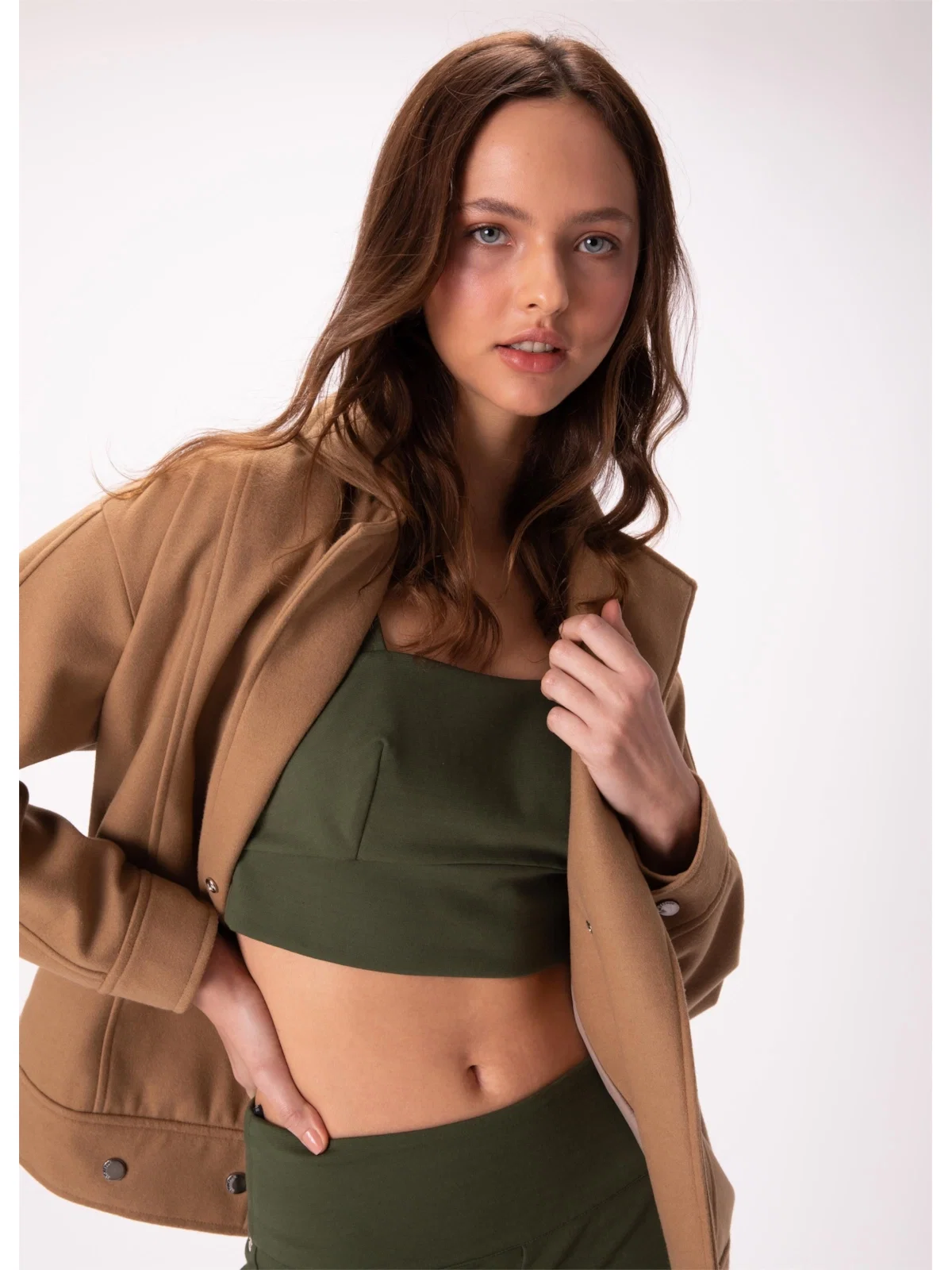 Top Super Stretch Recorte Verde Militar