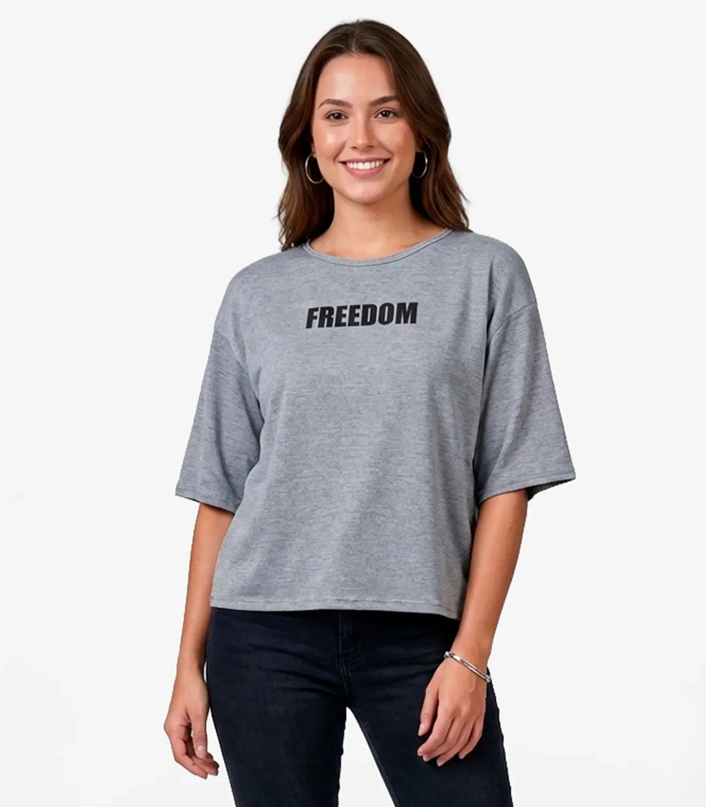 Blusa Feminina Em Viscotorcion Infinita Cor Cinza