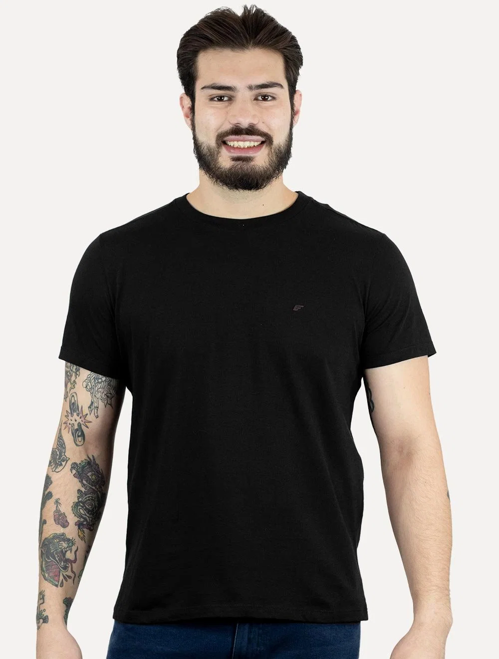 Camiseta Ellus Masculina Cotton Fine Easa Duocolor Preta