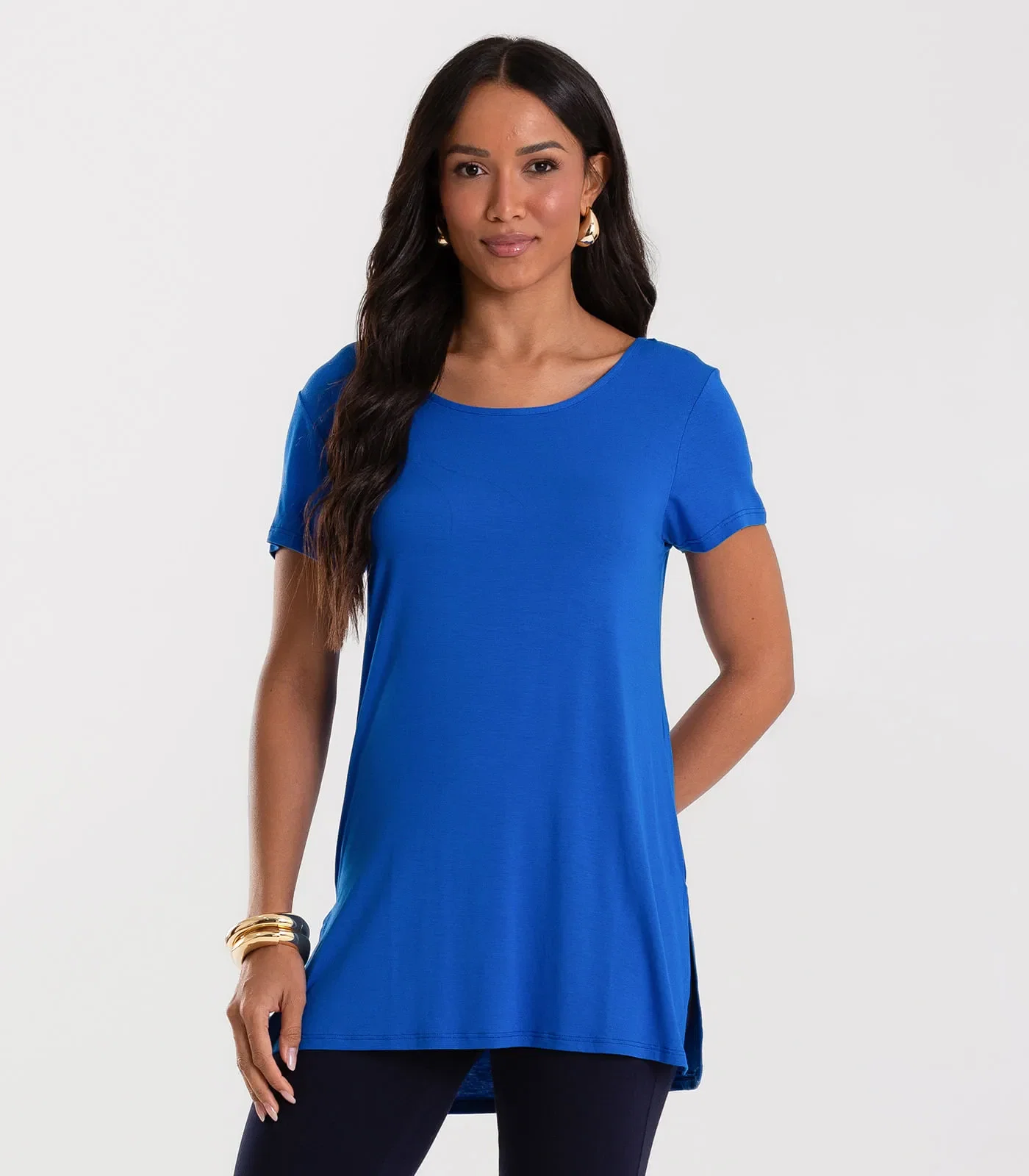 Blusa Básica Alongada Feminina Rovitex Azul