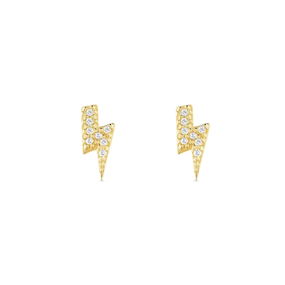 Brinco Fun Raio em Ouro Amarelo 18k com Diamantes — imagem 1
