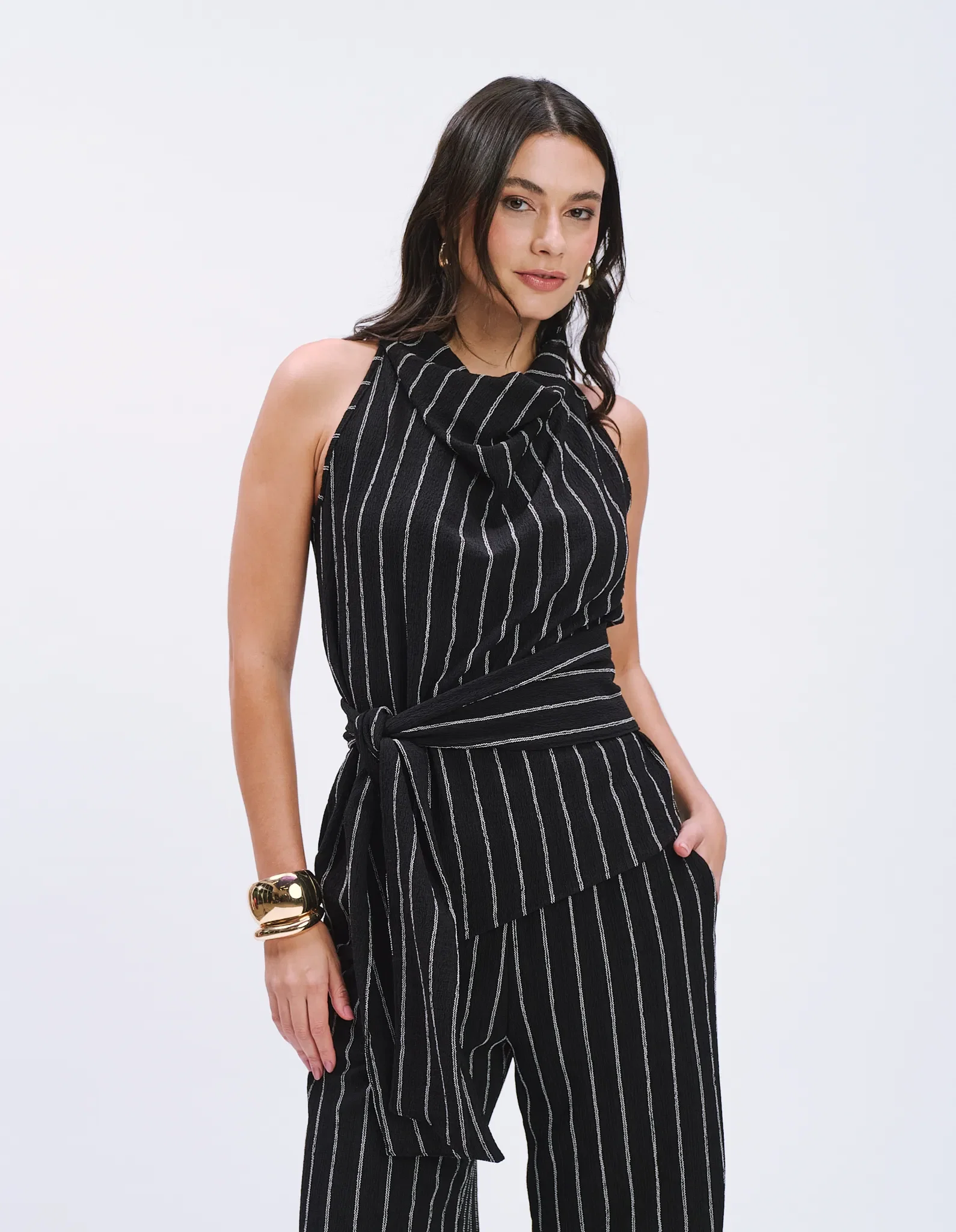 Blusa Gola Degage Detalhe Transpassado - Preto