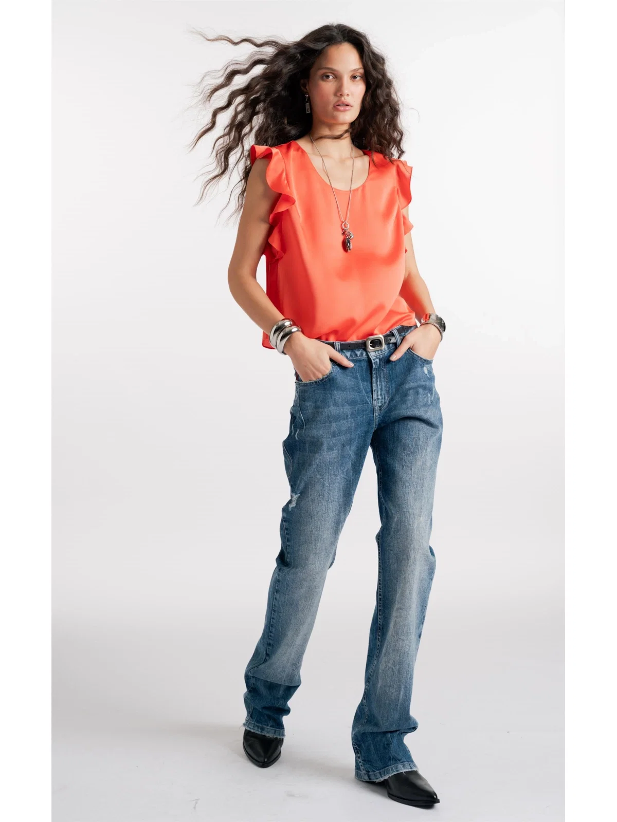 High Comfort Stretch (Low Rise Boot Cut) Claro Com Resina — imagem 1
