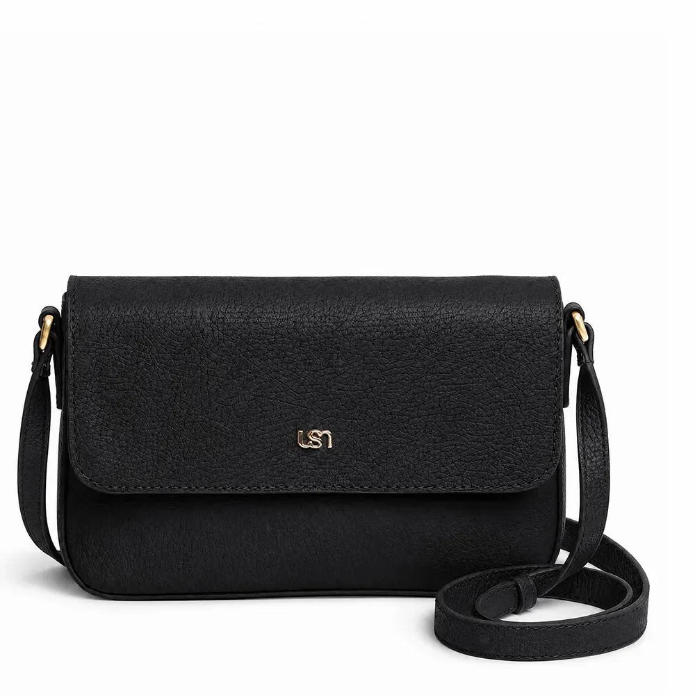 Bolsa Tiracolo Preto Com Alça Em Couro