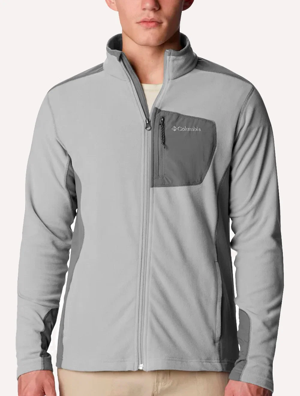 Blusa Columbia Masculina Klamath Range Full Zip Cinza Claro — imagem 1