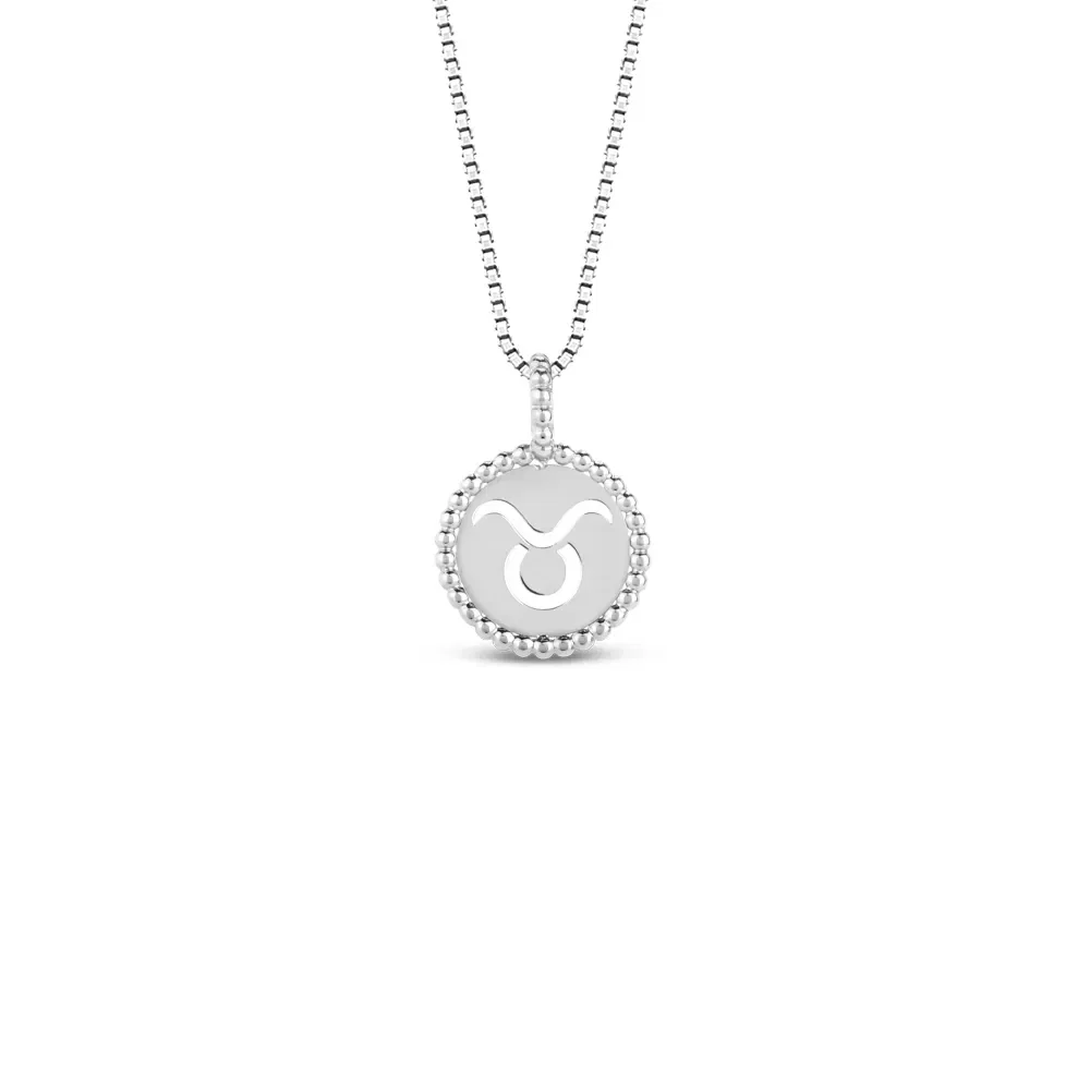 Pingente Signo Touro em Ouro Branco 18k, 15mm — imagem 1