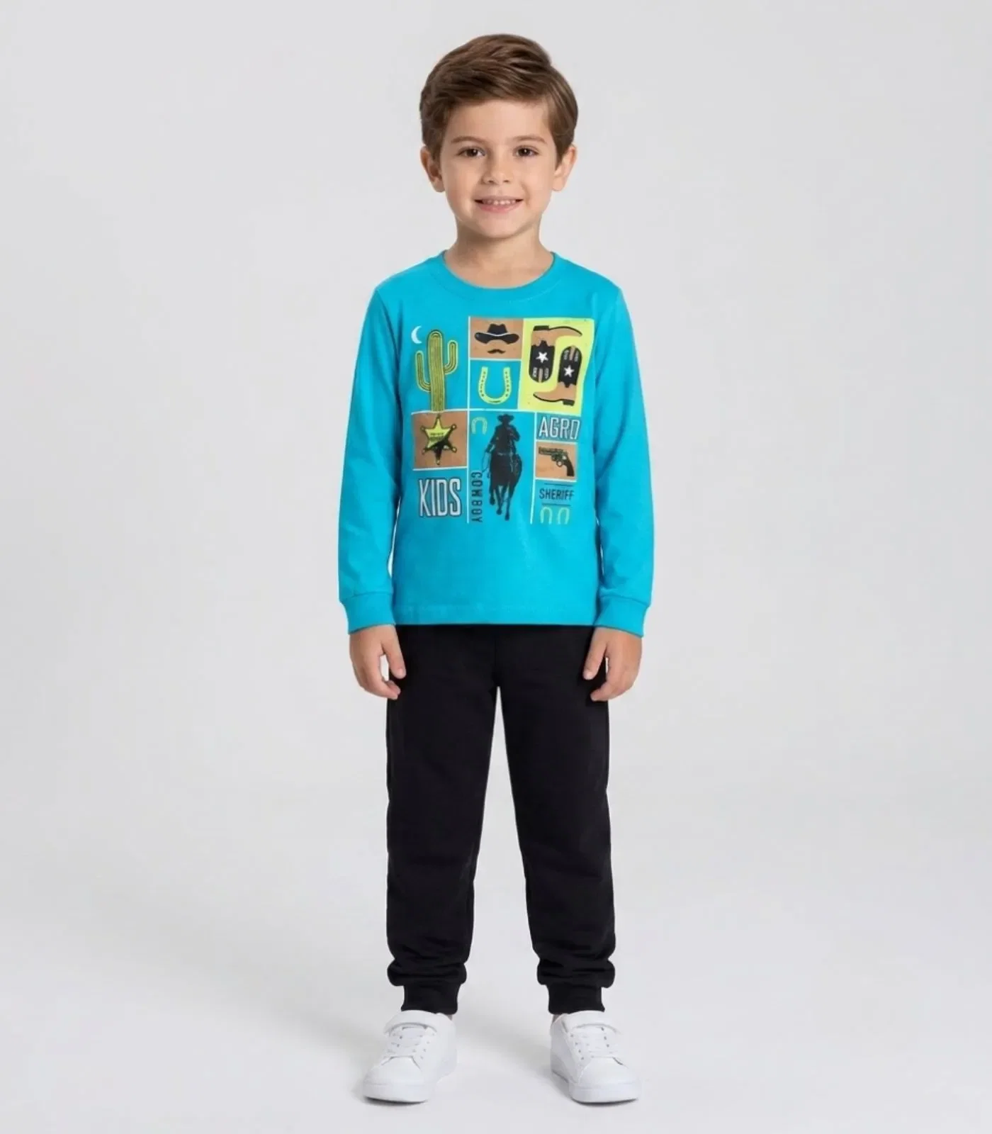 Conjunto Menino Blusa Longa E Calça Kappes Azul