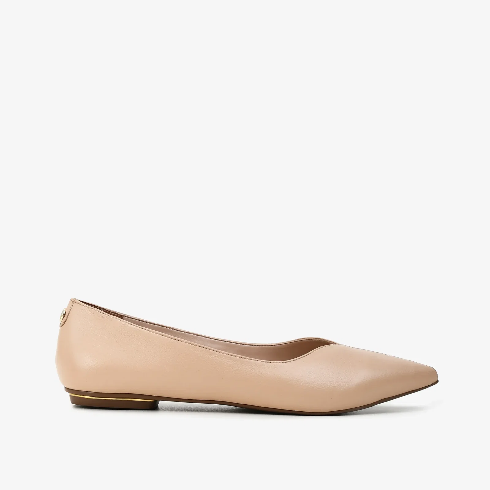 Sapatilha Bico Fino Nude Sand Couro — imagem 1