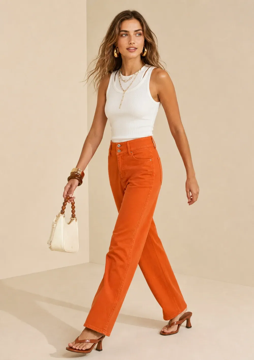 Calça Wide Poente Laranja