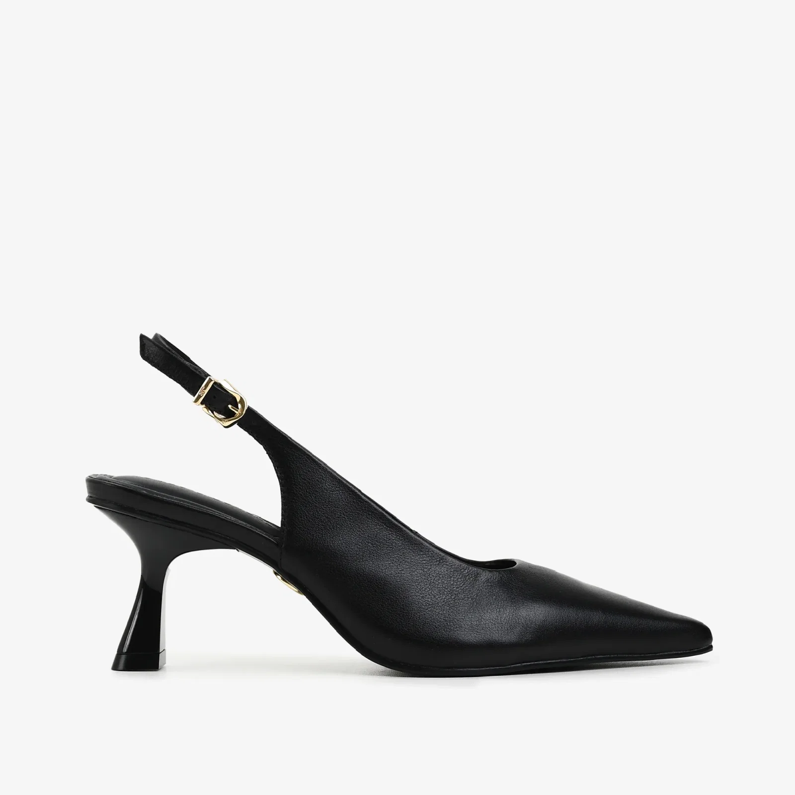 Slingback Preto Couro