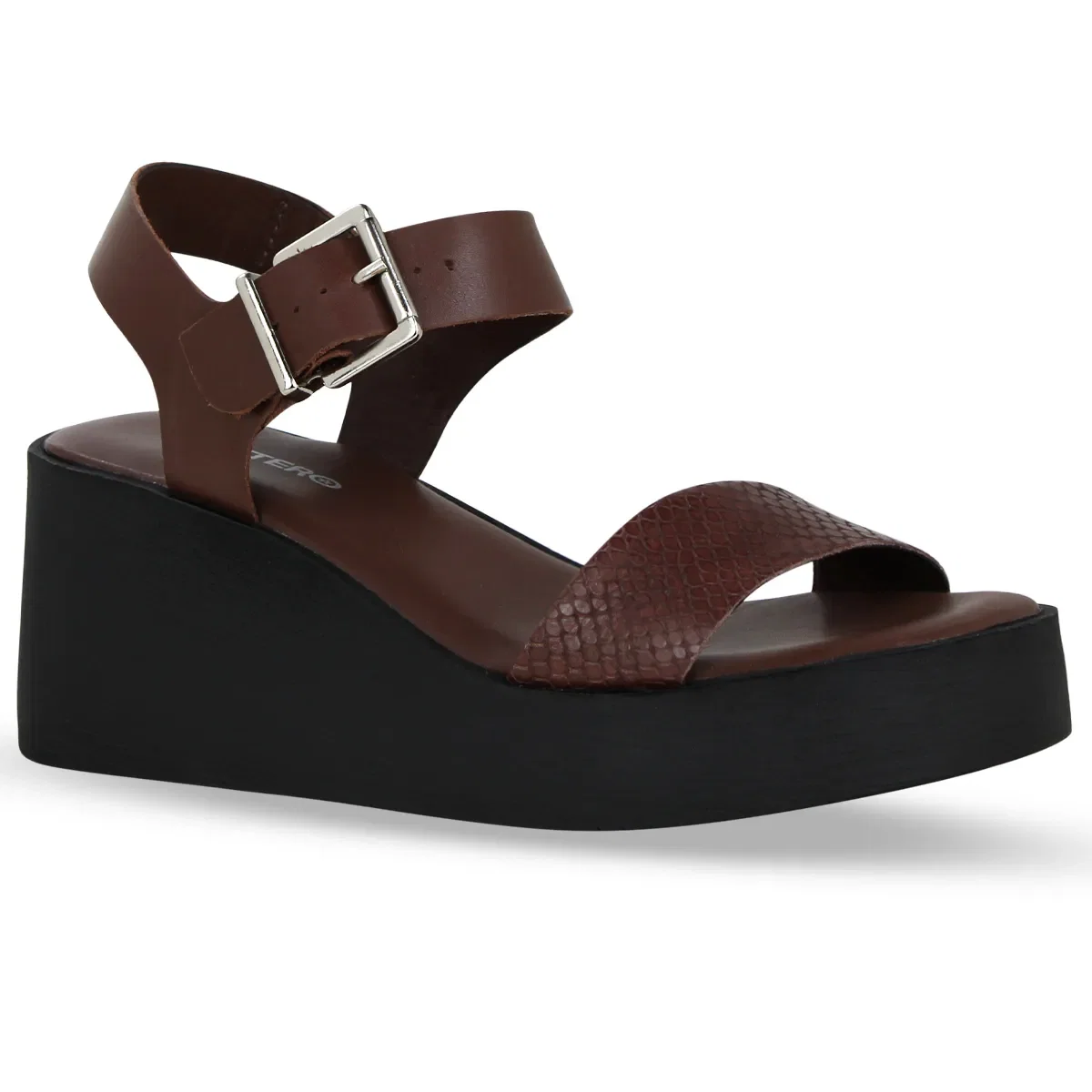 Sandália Anabela Couro Mamba Wood — imagem 1