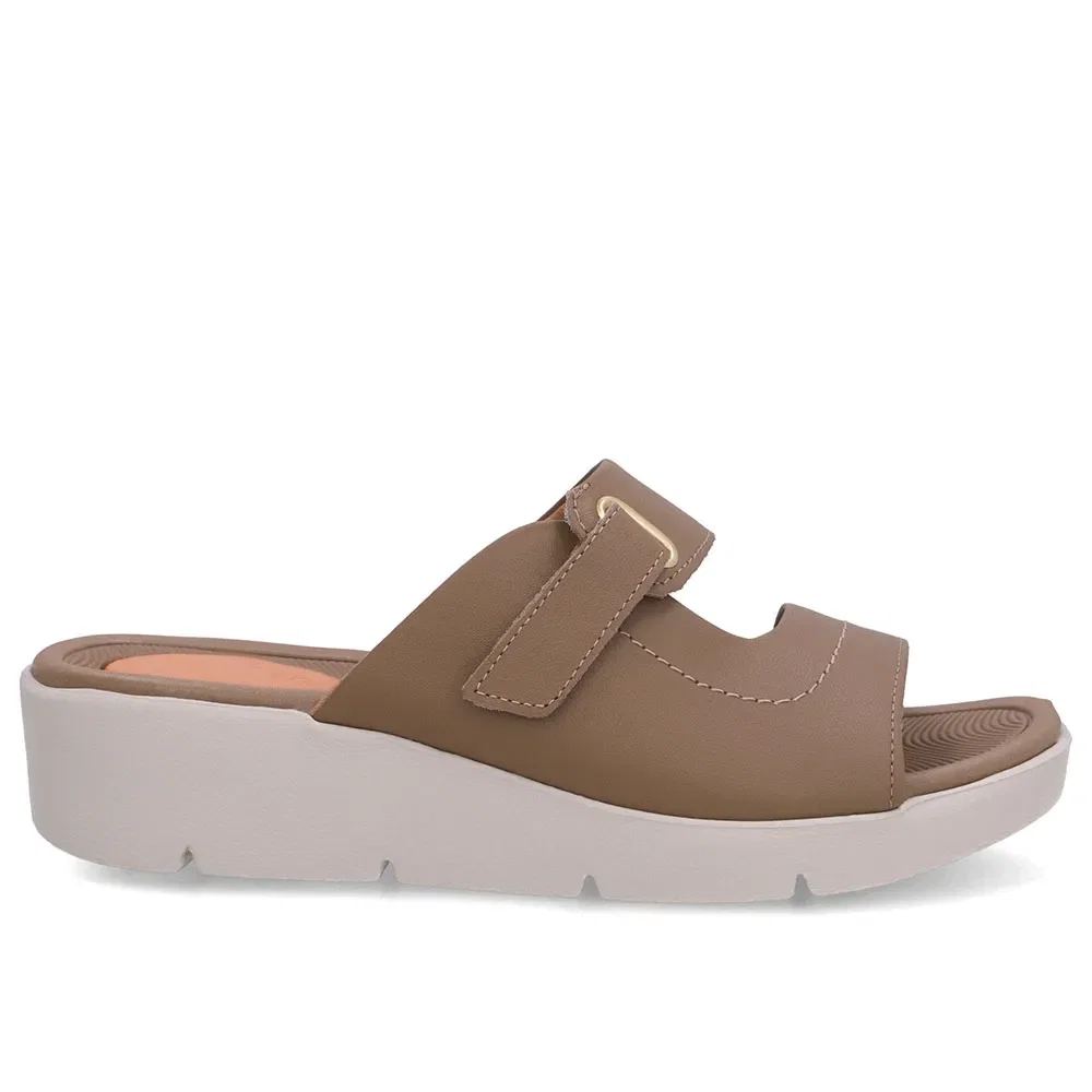 Tamanco Salto Plataforma Couro Marrom Fecho-Flex — imagem 1