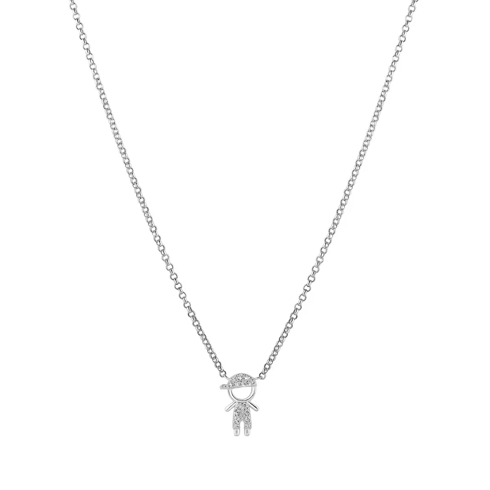Colar Life Forever Menino em Prata 925 com Pedras Incolores, 45cm — imagem 1