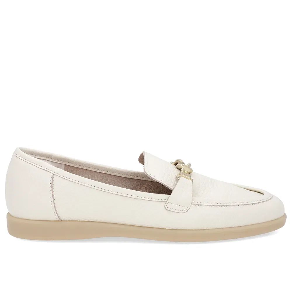 Loafer Casual Branco Marfim Couro Tira — imagem 1