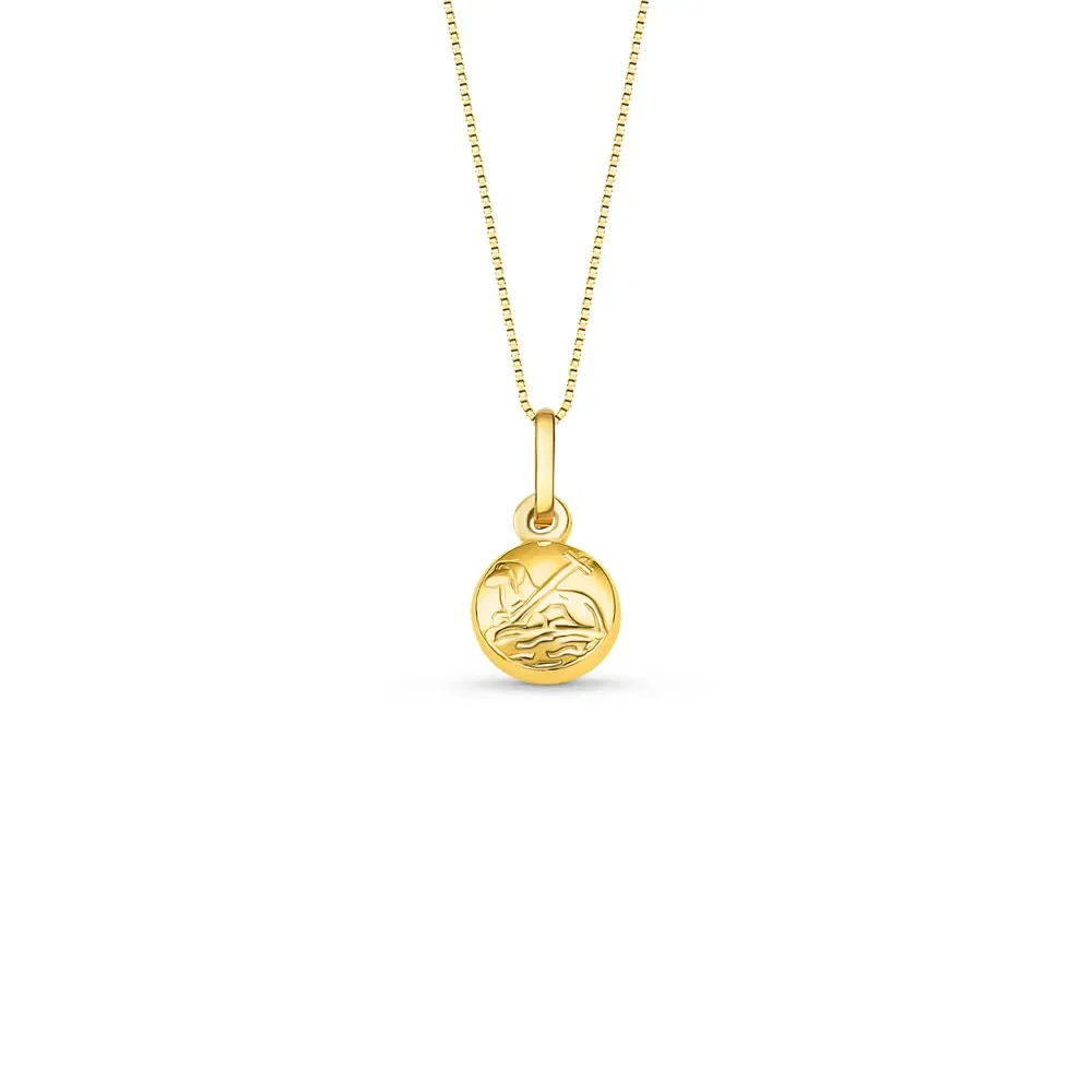Pingente Medalha Agnus Dei em Ouro Amarelo 18k, 11mm