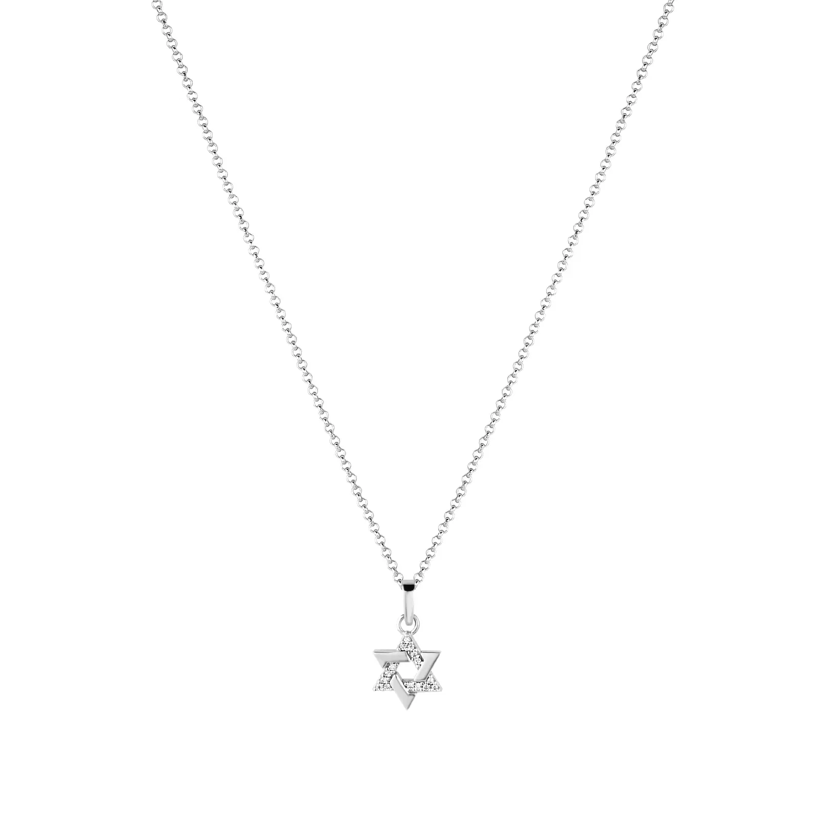 Colar Life Estrela de Davi Religião em Prata 925 com Pedras Incolores — imagem 1