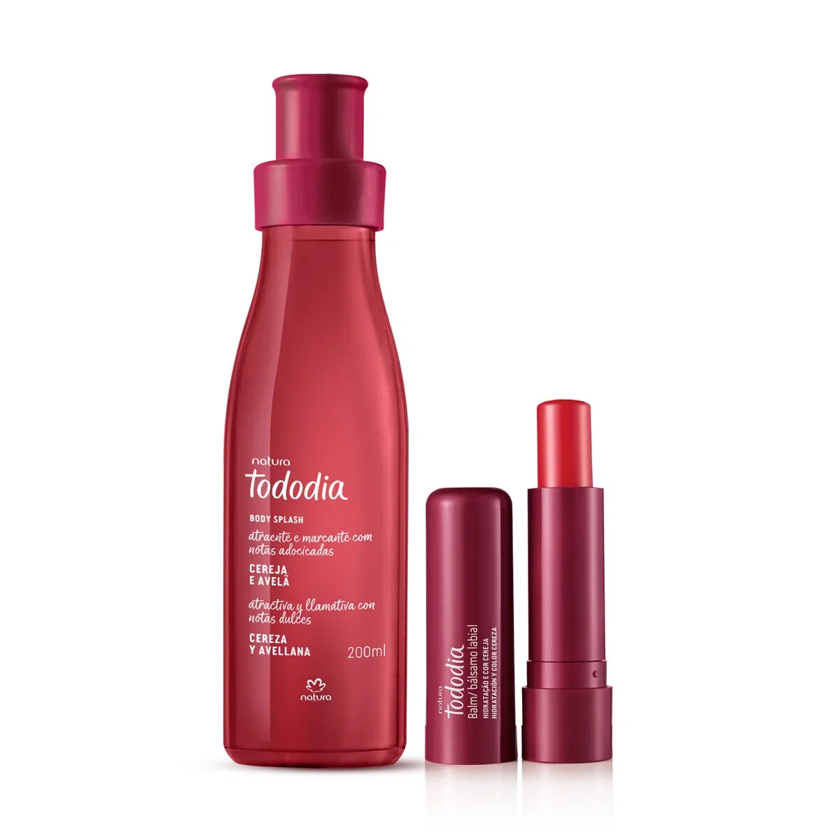 Kit Body Splash e Balm Labial Natura Tododia Cereja e Avelã (2 produtos)