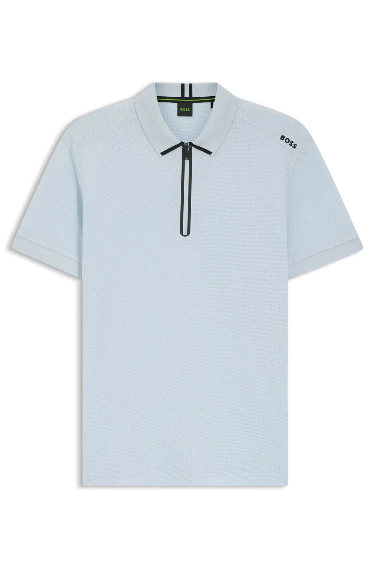 Polo Com Zíper Em Jacquard Waffle