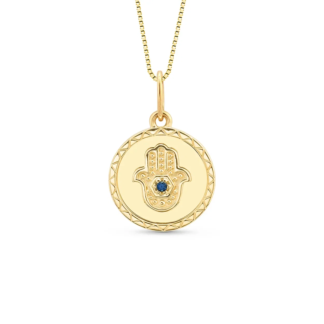 Pingente Medalha Trends em Ouro Amarelo 18k com Safira Azul, 13mm