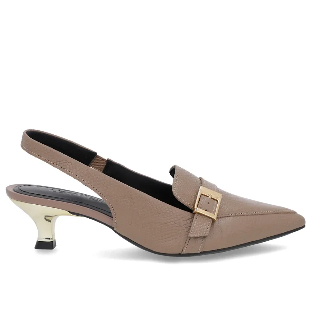 Slingback Marrom Tira Calcanhar Couro