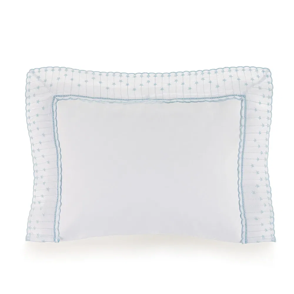 Fronha avulsa Baby 100% Algodão Egípcio Marco Branco / Soft Blue