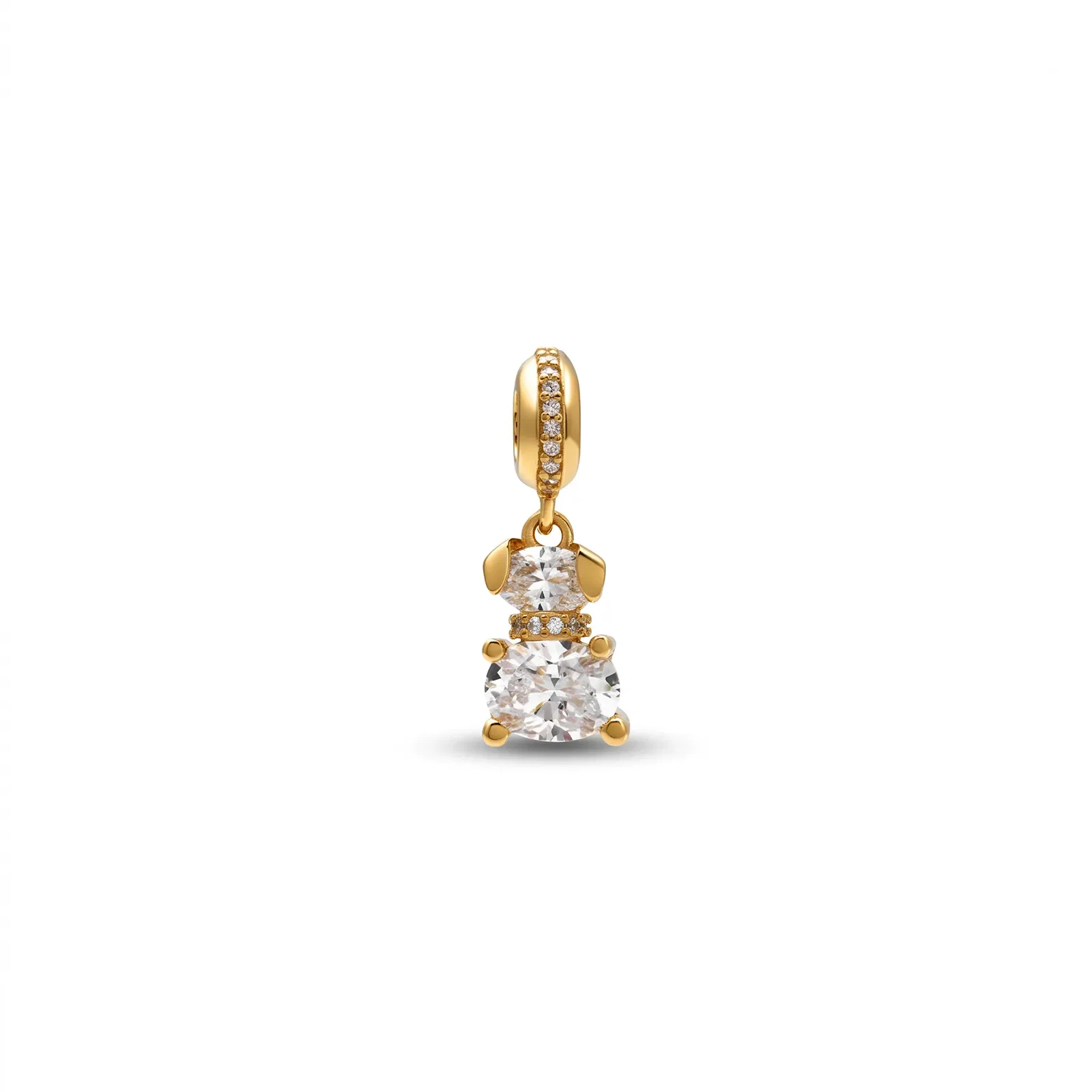 Pingente Life Cachorro em Prata 925 com Banho de Ouro 18k e Zircônia Incolor — imagem 1