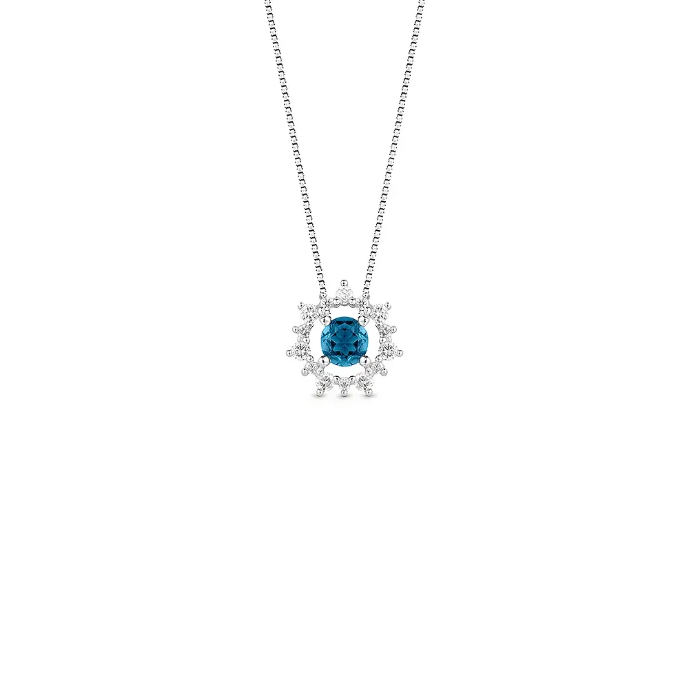 Pingente Olympia em Ouro Branco 18k com Topázio London e Diamantes, 9mm — imagem 1