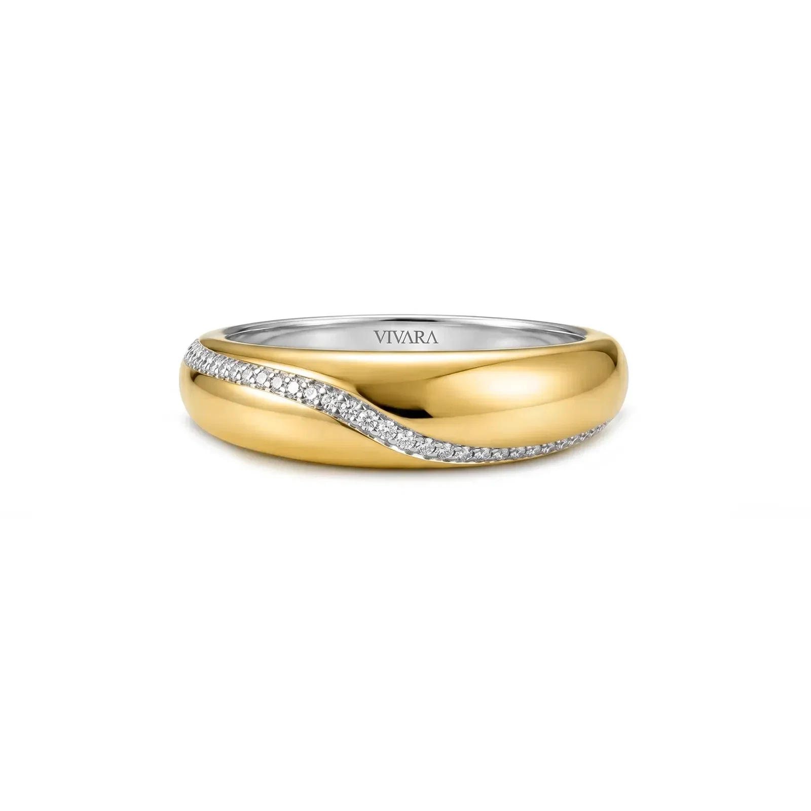Anel Mykonos em Prata 925 e Ouro Amarelo 18k com Diamantes 0,11 ct