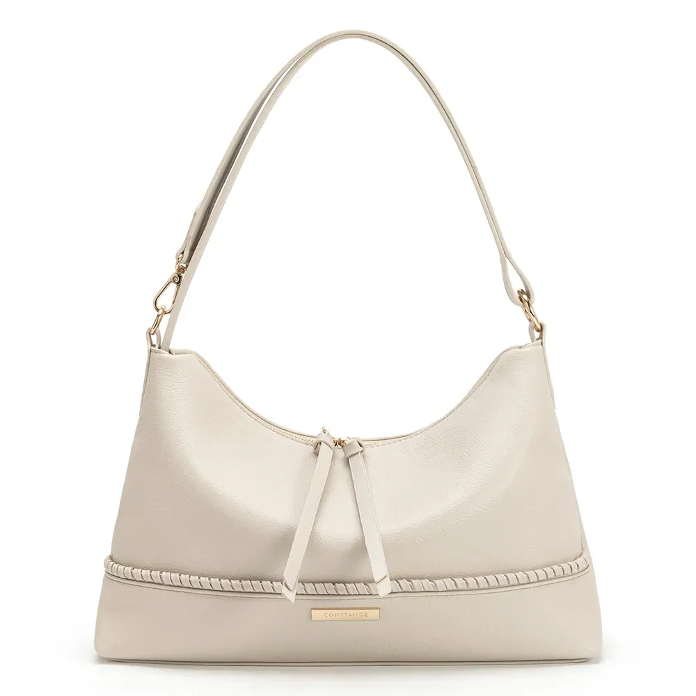 Bolsa Hobo Pesponto Bordado Off White — imagem 1