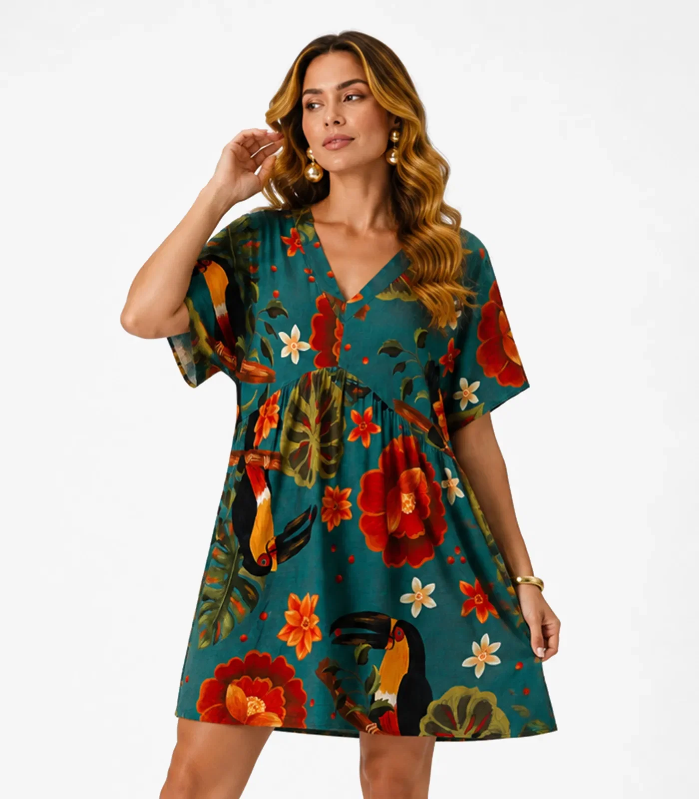 Vestido Feminino Com Decote Em V Infinita Cor Azul