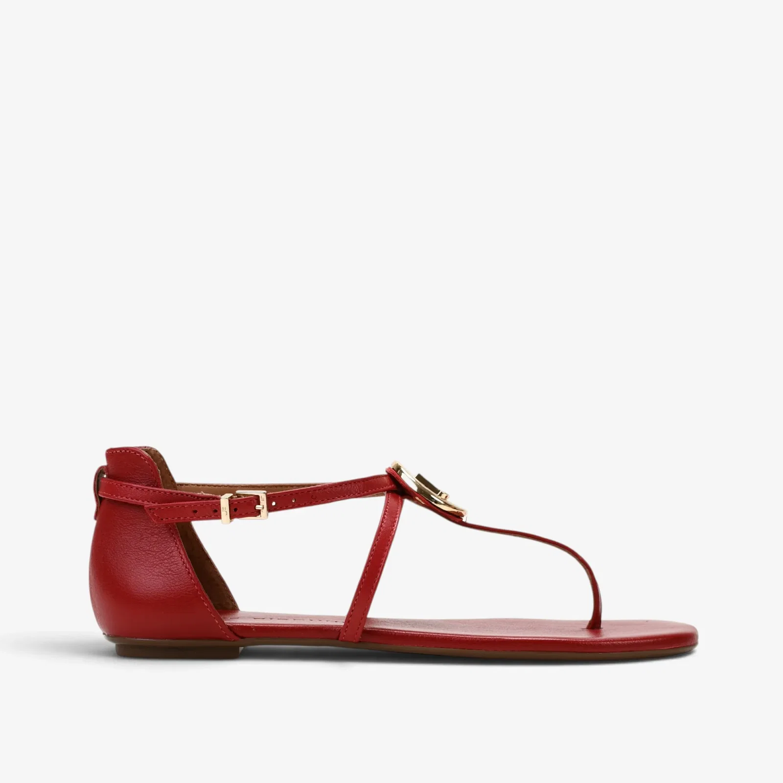 Sandália Rasteira Vermelho Couro