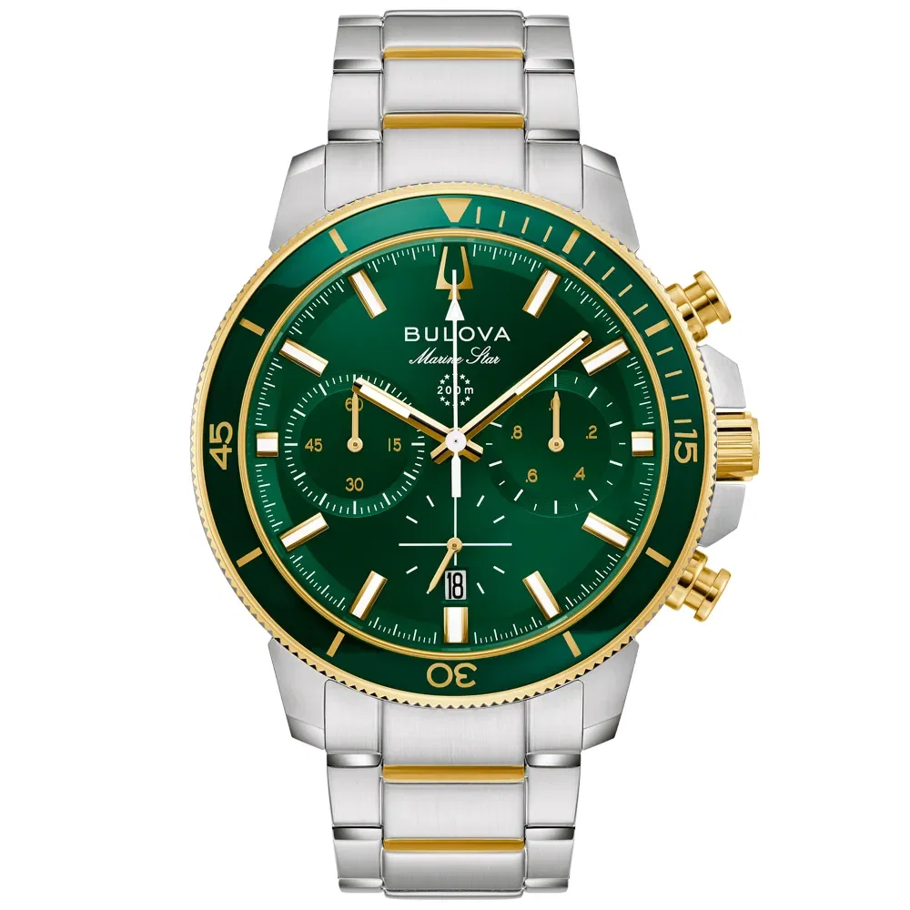 Relógio Bulova Marine Star Masculino em Aço Prateado e Dourado 98B469