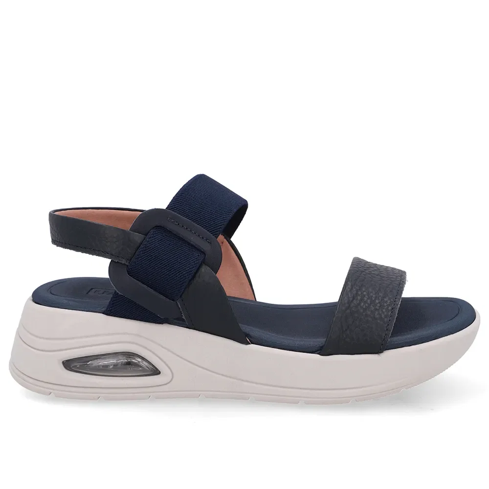 Sandália Salto Plataforma Couro Azul