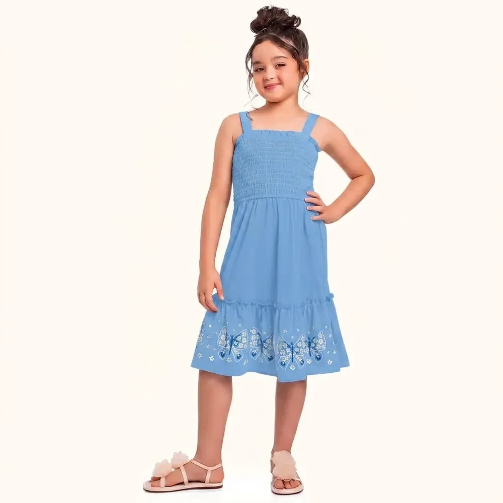 Vestido em cotton leve estampa borboleta