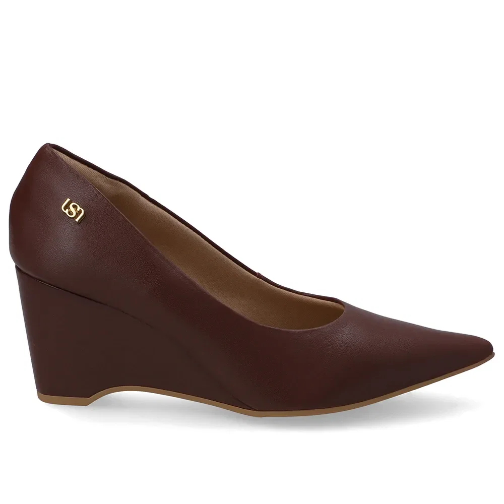 Scarpin Couro Vermelho Salto Anabela — imagem 1