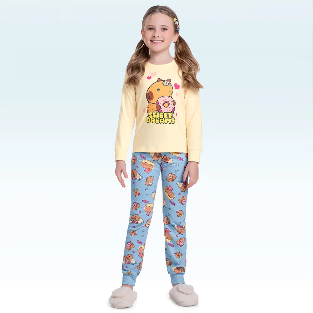 Conjunto pijama blusa manga longa e calça