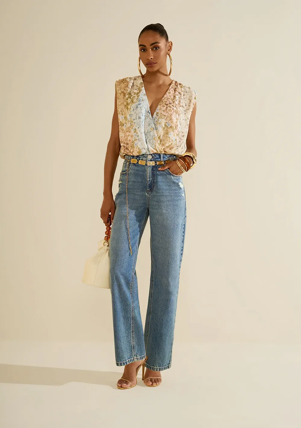 Blusa Transpassada Florescer Azul