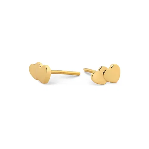 Brinco Baby Coração Duplo em Ouro Amarelo 18k — imagem 1