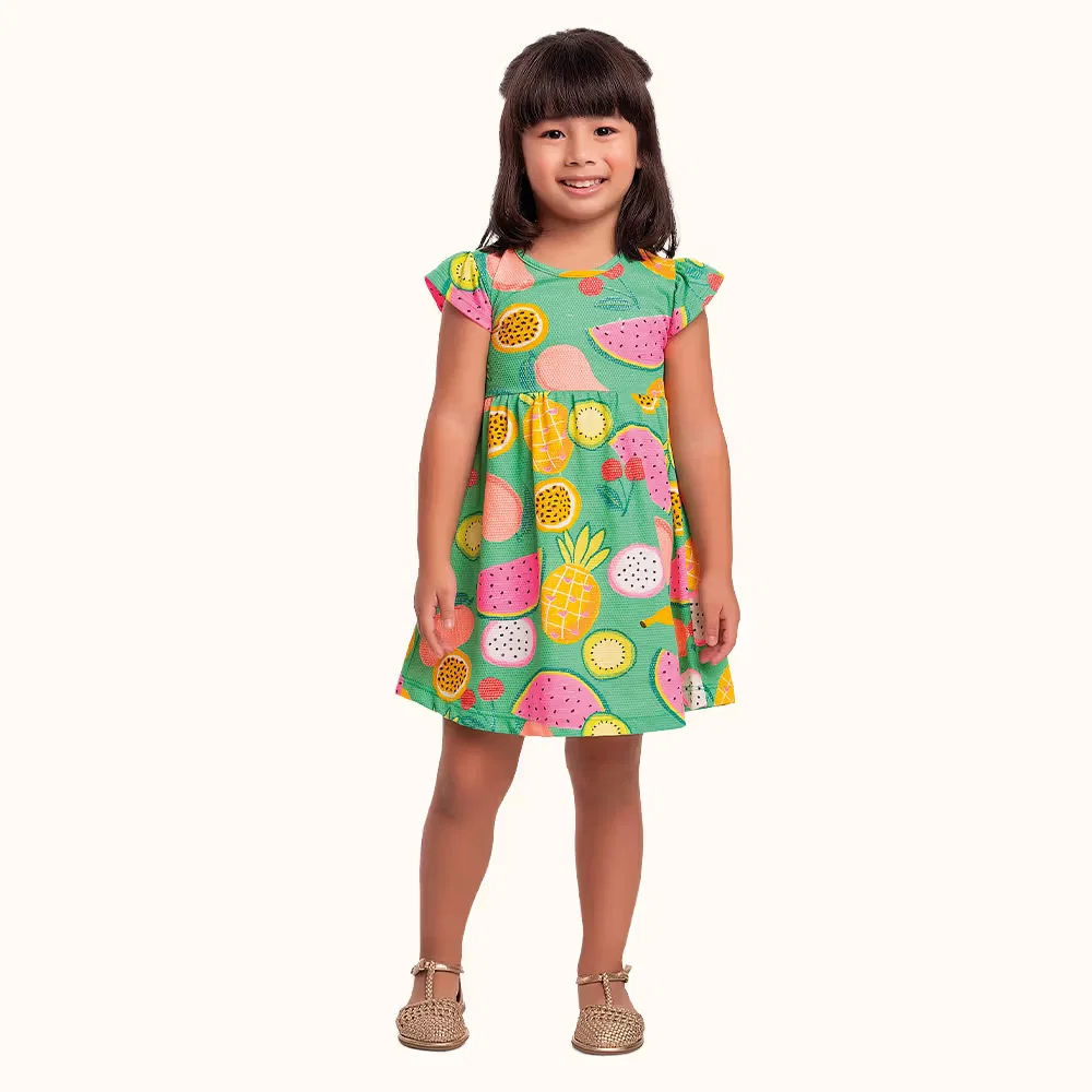 Vestido em malha favo frutas