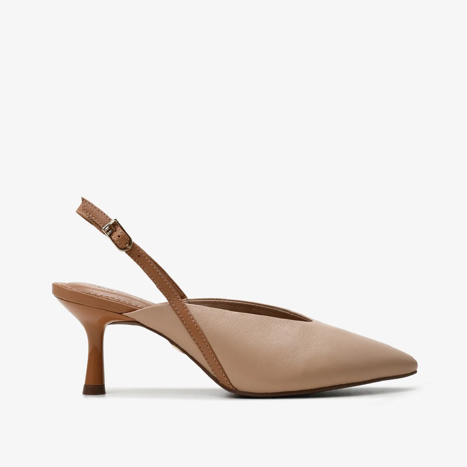 Slingback Nude Areia Couro